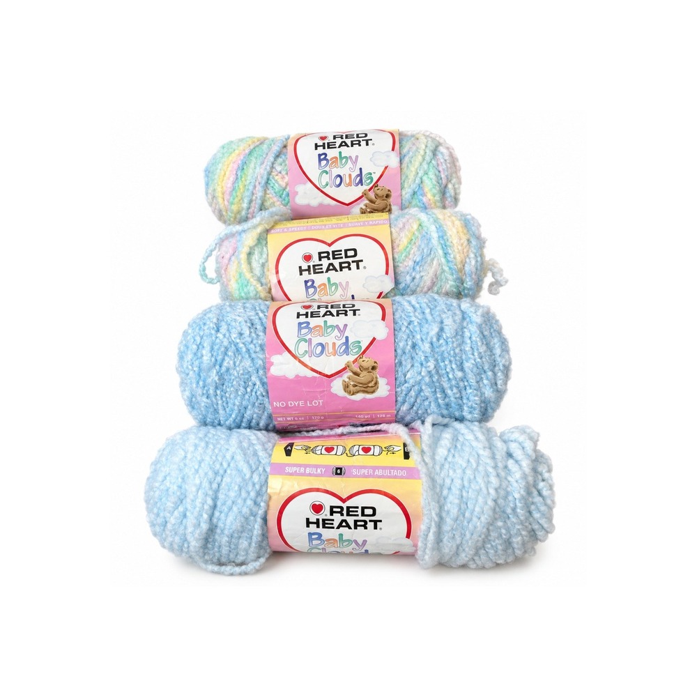 Red Heart Baby Clouds Yarn Lot of 4 Super Bulky 6 Pastel Blue Variegated